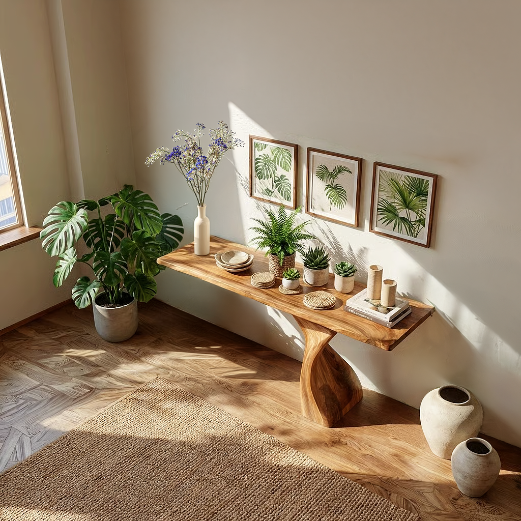 Twisted Solid Wood Console Table for Modern Entryway Decor