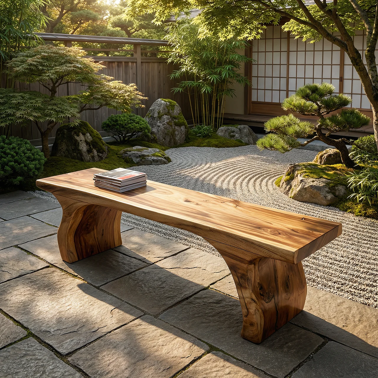 Live Edge Solid Wood Bench Organic Modern Handcrafted Seating