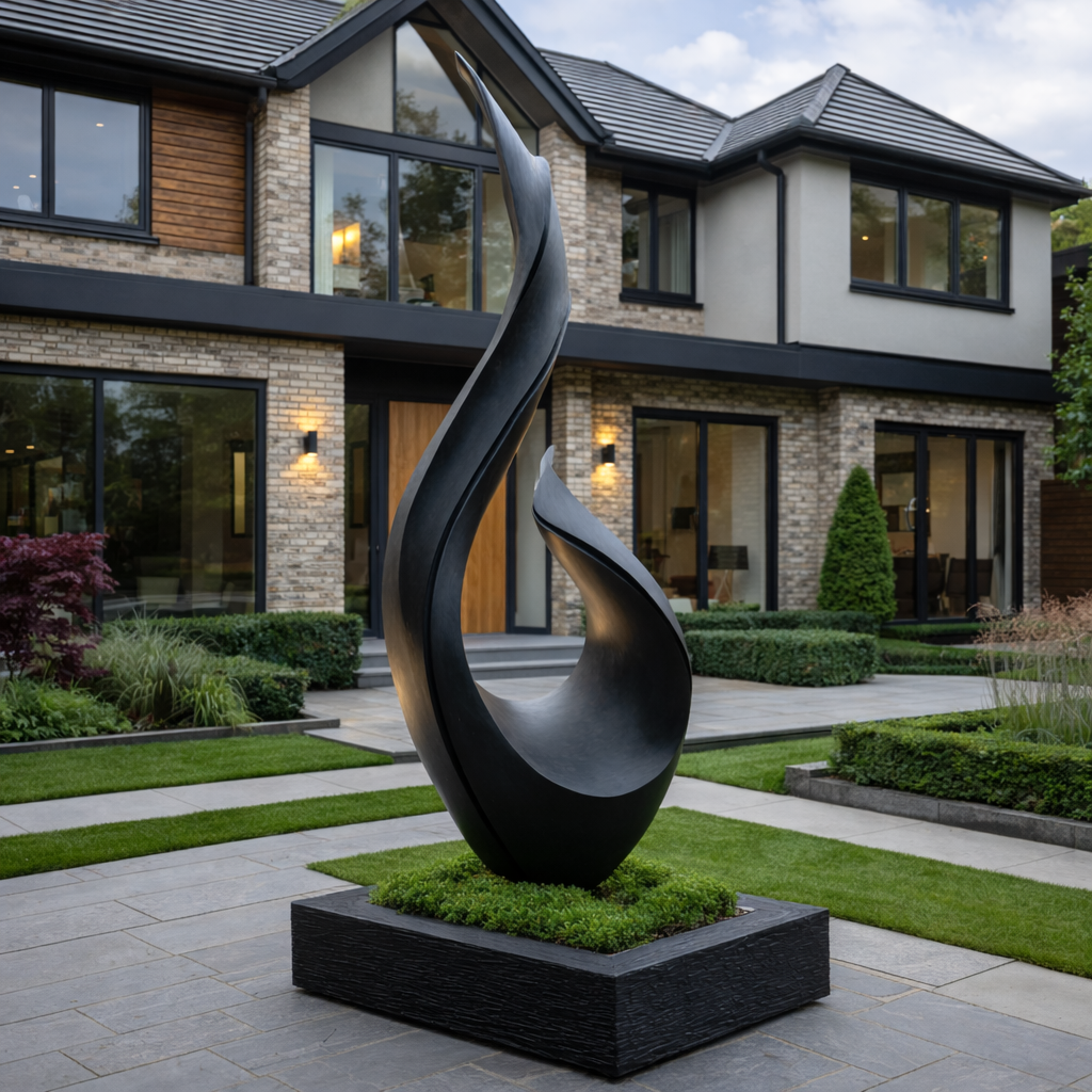 Large Outdoor Solid Wood Sculpture for Courtyards, Gardens, and Modern Landscapes