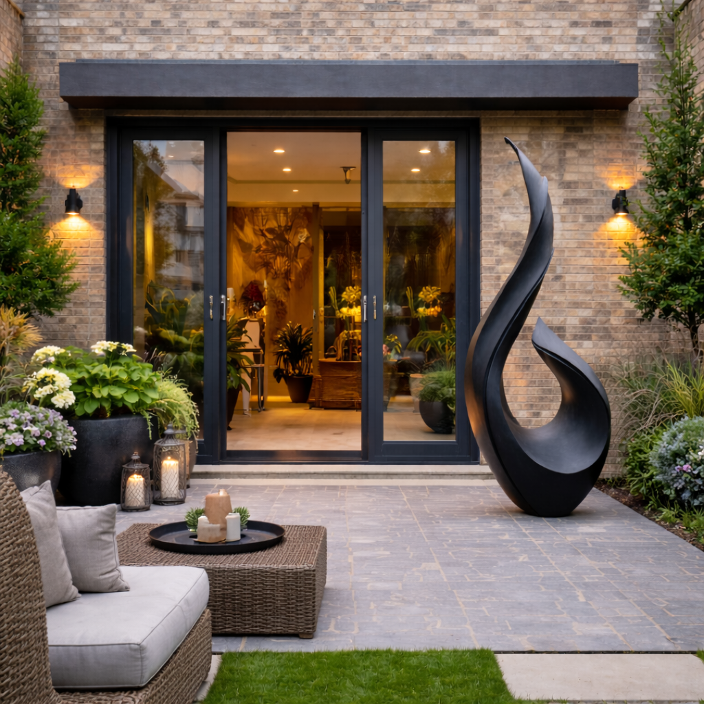 Large Outdoor Solid Wood Sculpture for Courtyards, Gardens, and Modern Landscapes