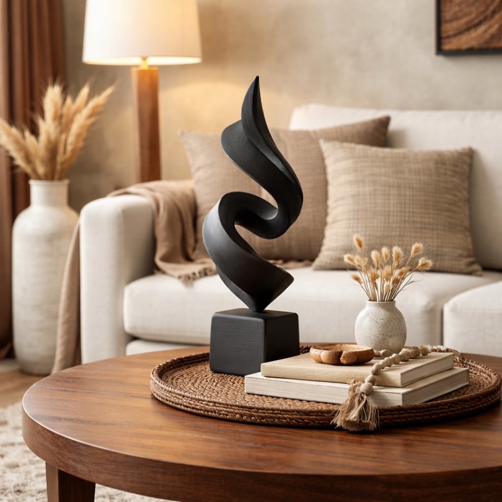 Abstract Ribbon Sculpture Modern Minimalist Tabletop Decor