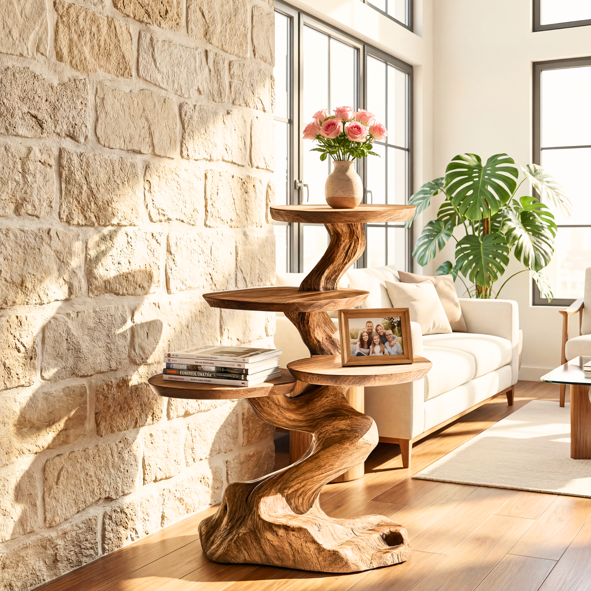 Tree Root Pedestal Side Table Handmade Wooden Display Stand
