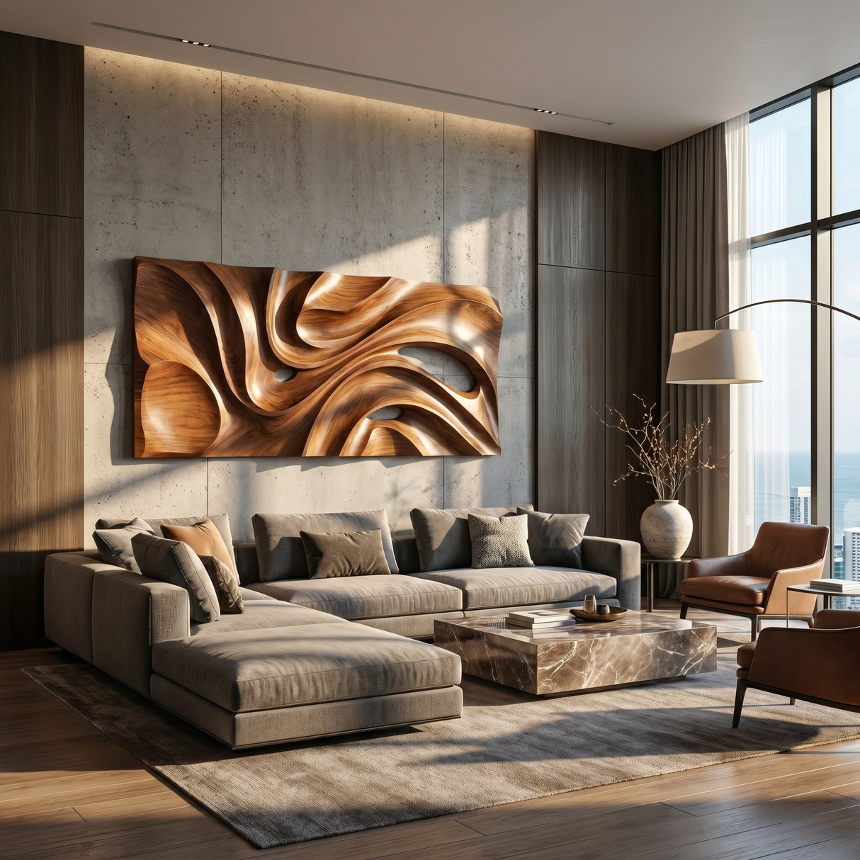 Flow Void Solid Wood Wall Sculpture Modern Organic Abstract Wooden Wall Art Panel