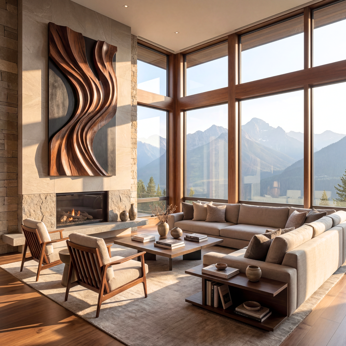 Vertical Wooden Wall Art Luxury Organic Abstract Sculpture
