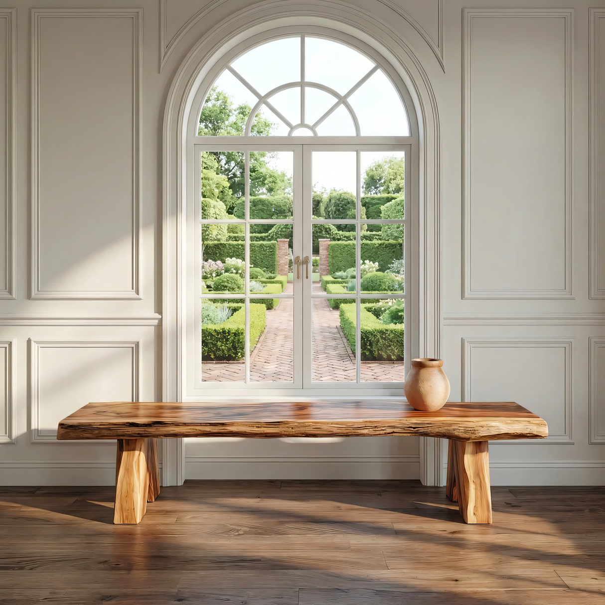 Handcrafted Live Edge Wood Bench Organic Modern Entryway Seating