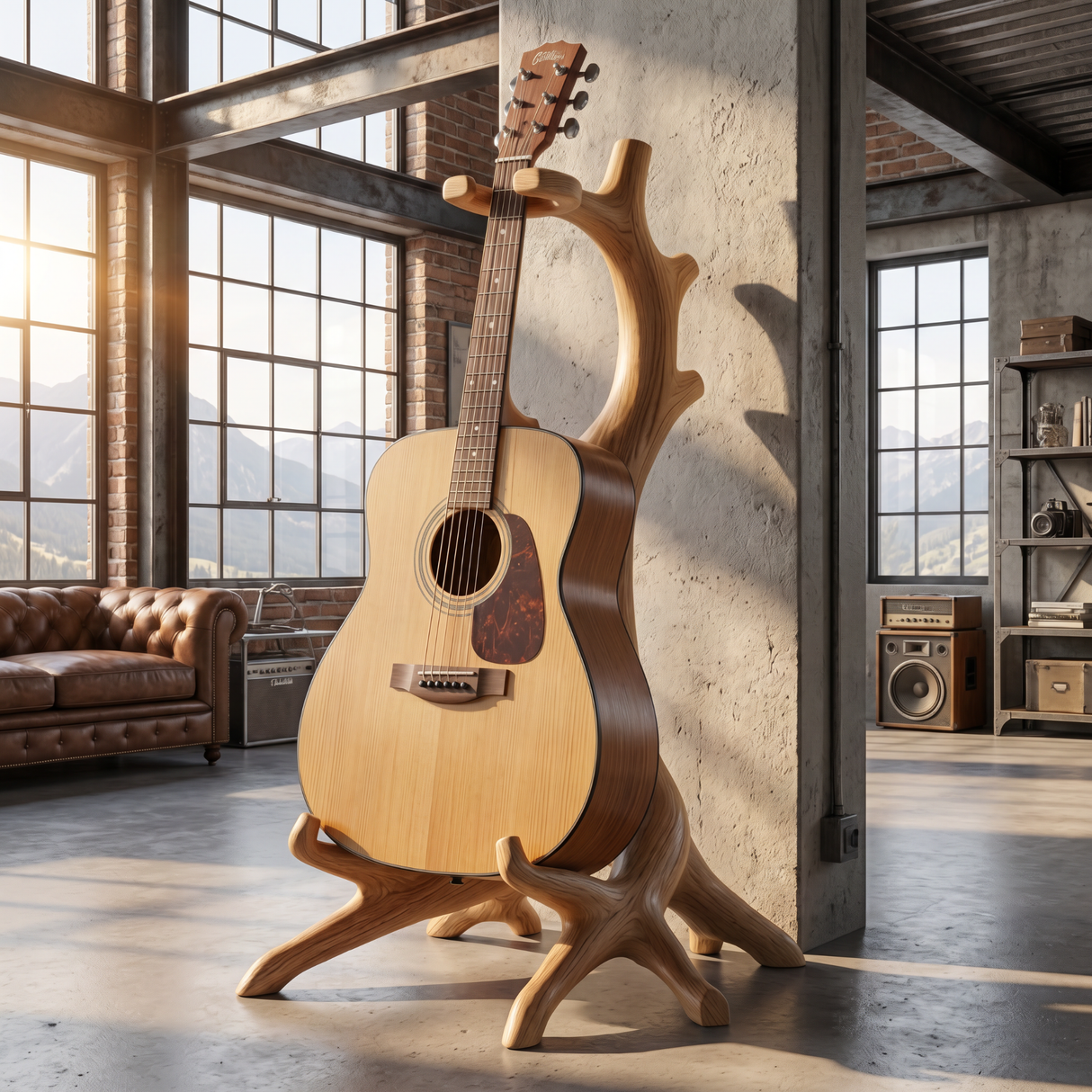 Organic Root Guitar Holder Handmade Wooden Instrument Stand