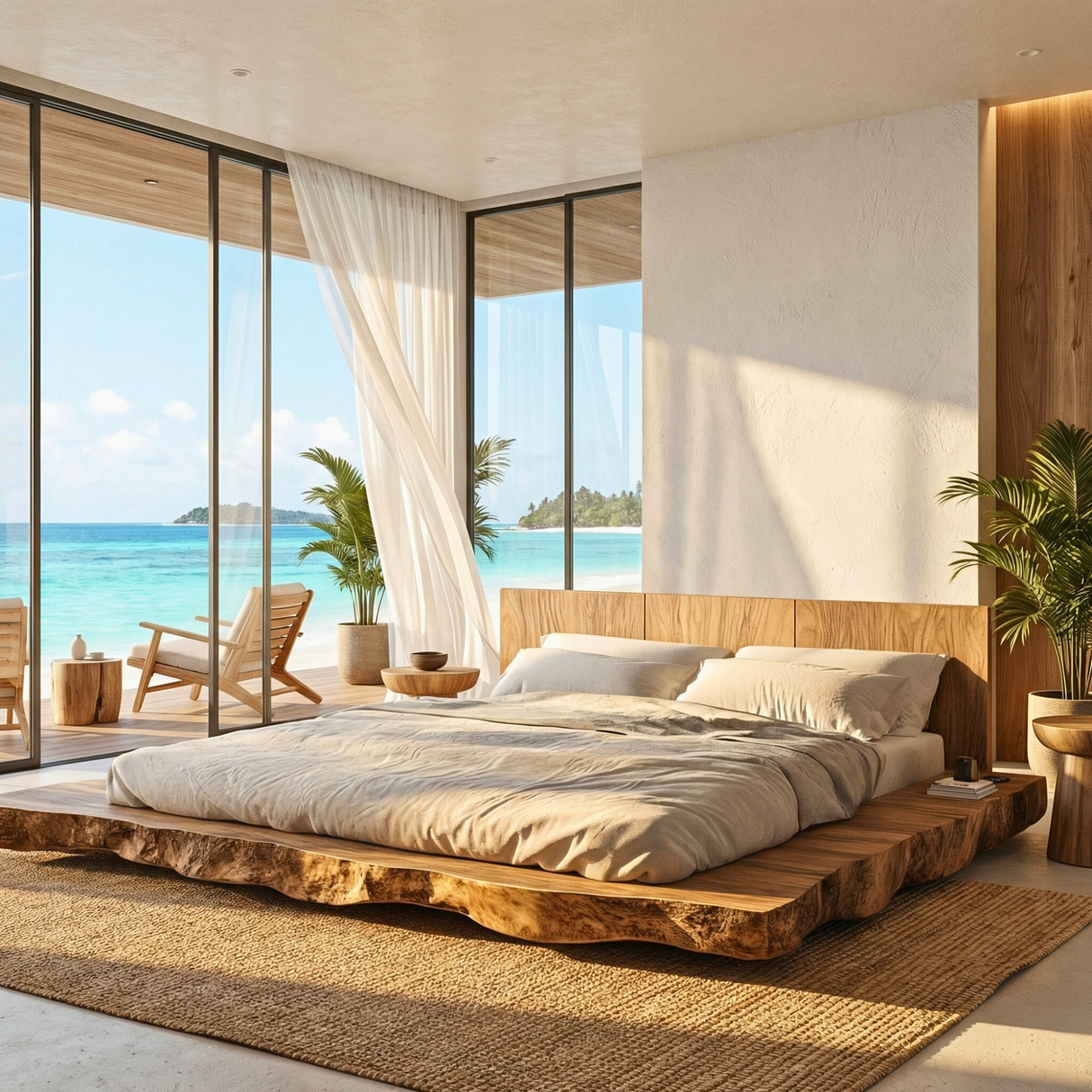 Solid Wood Platform Bed for Modern Bedroom