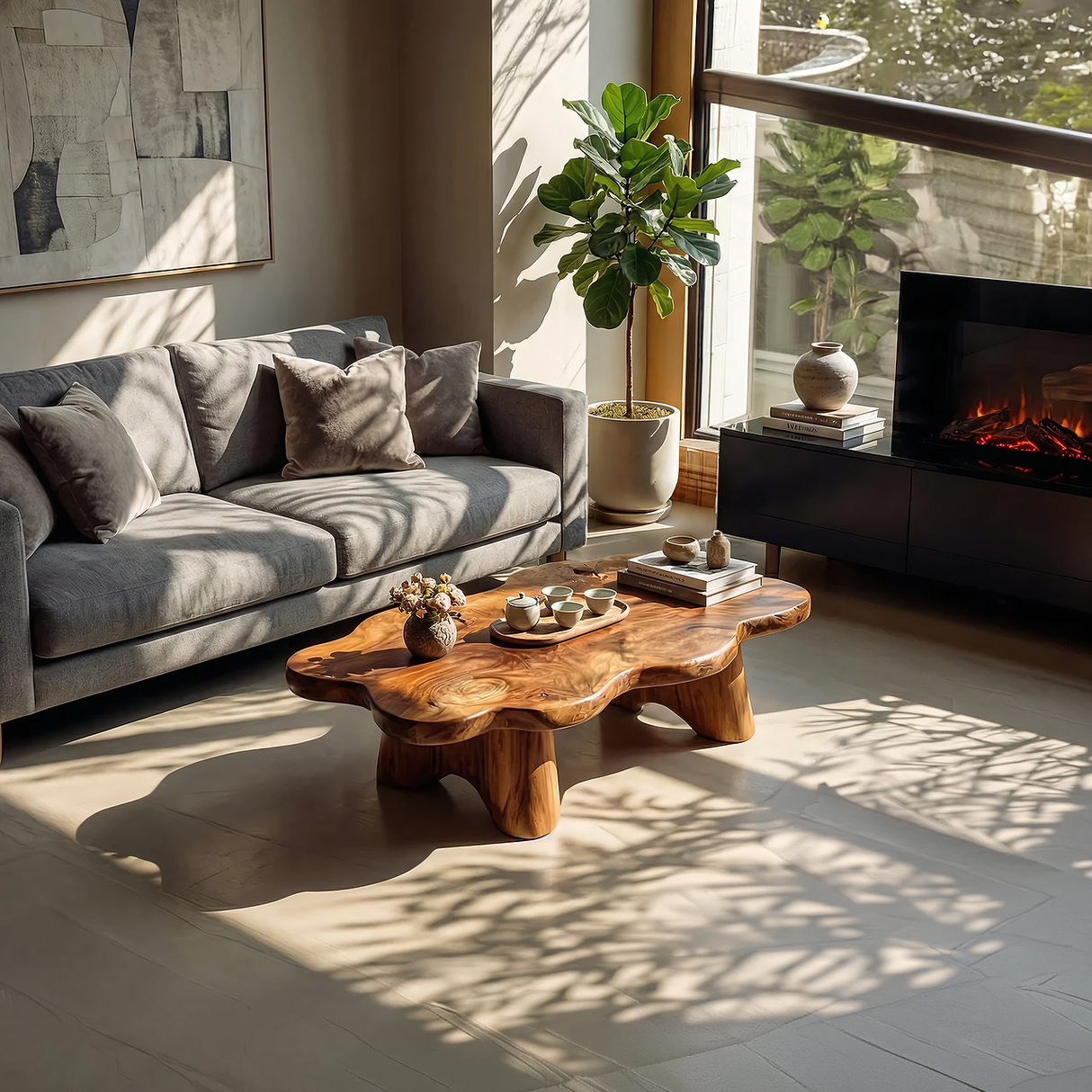Organic Live Edge Wood Coffee Table Tropical Modern