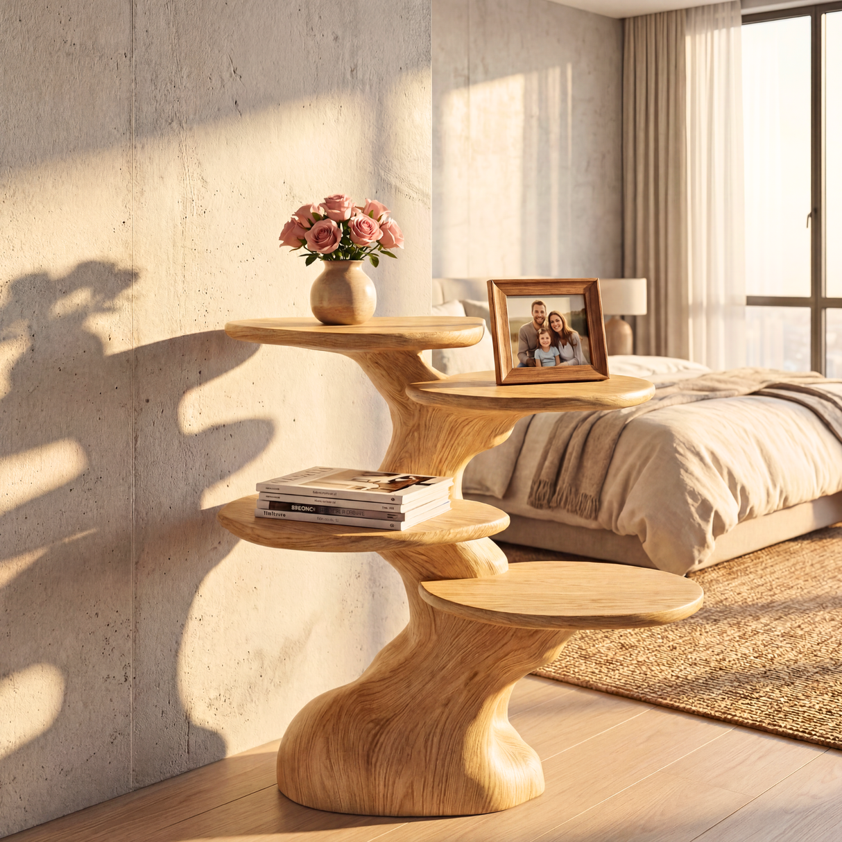 Freeform Tiered Side Table Handmade Sculptural Accent Shelf
