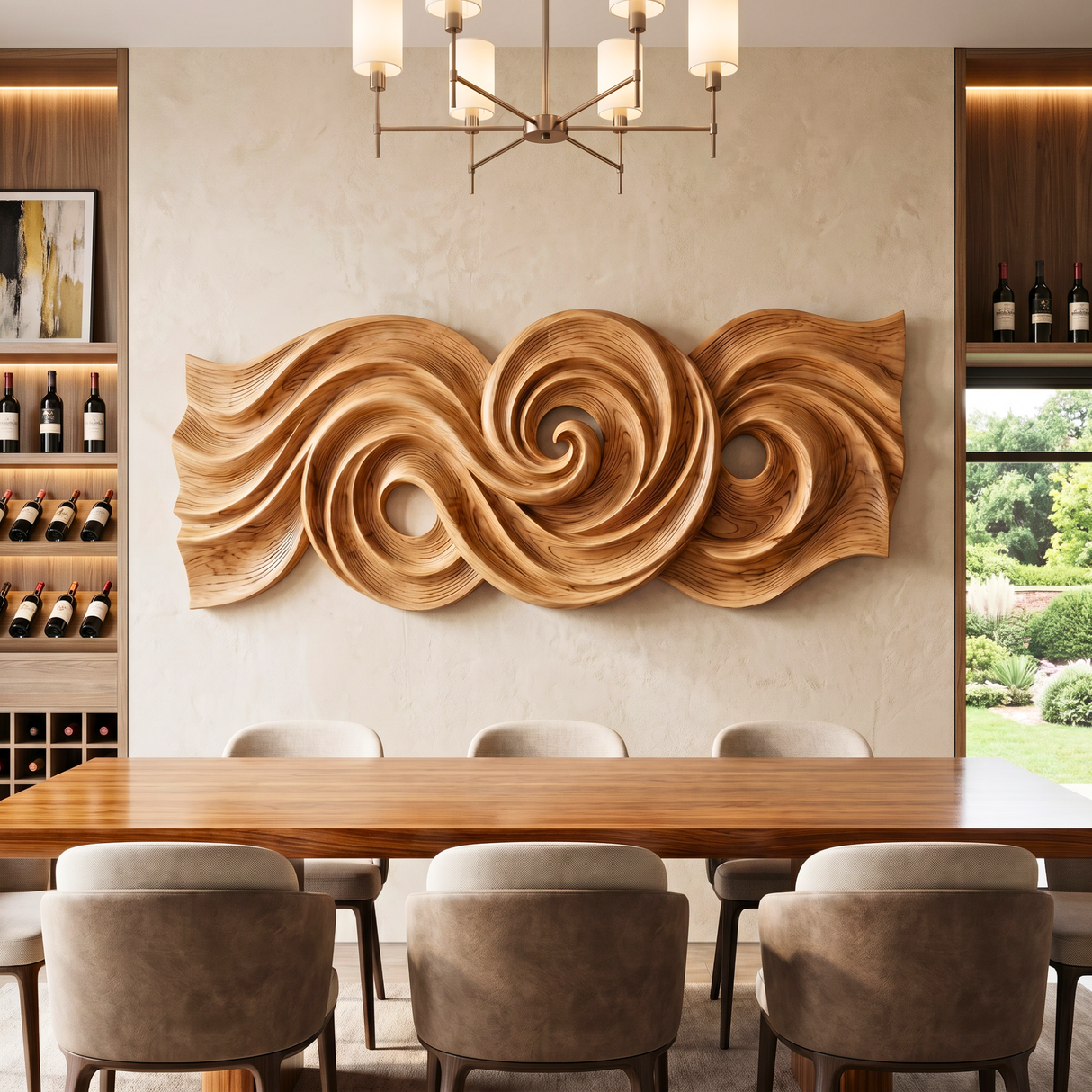 Spiral Tide Wood Wall Sculpture with Organic Flow