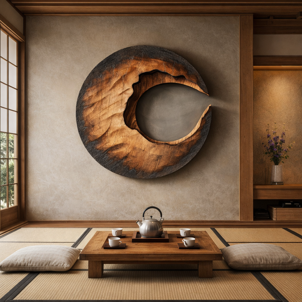 Contemporary Organic Solid Wood Wall Sculpture for Living Room Interiors