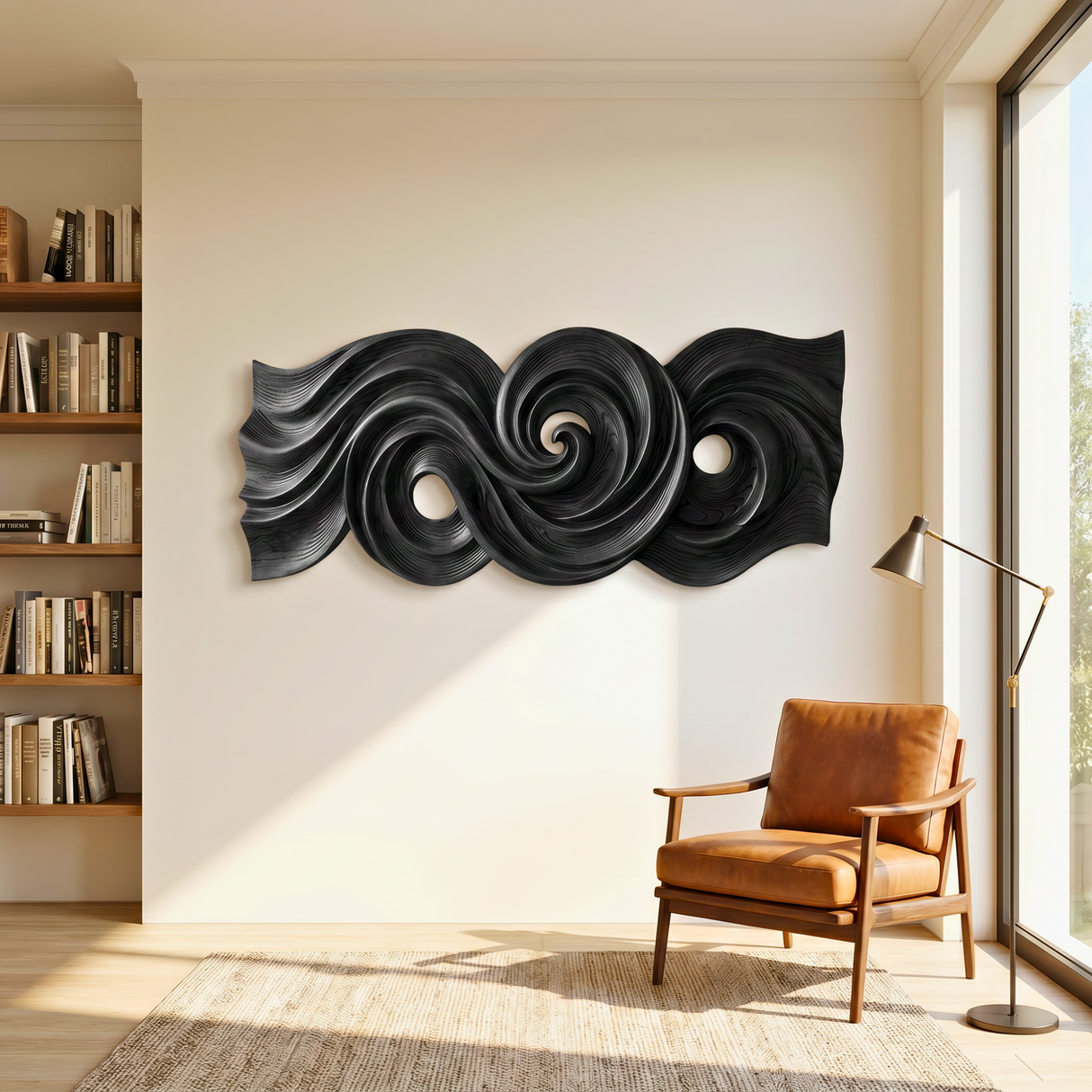 Spiral Tide Wood Wall Sculpture with Organic Flow