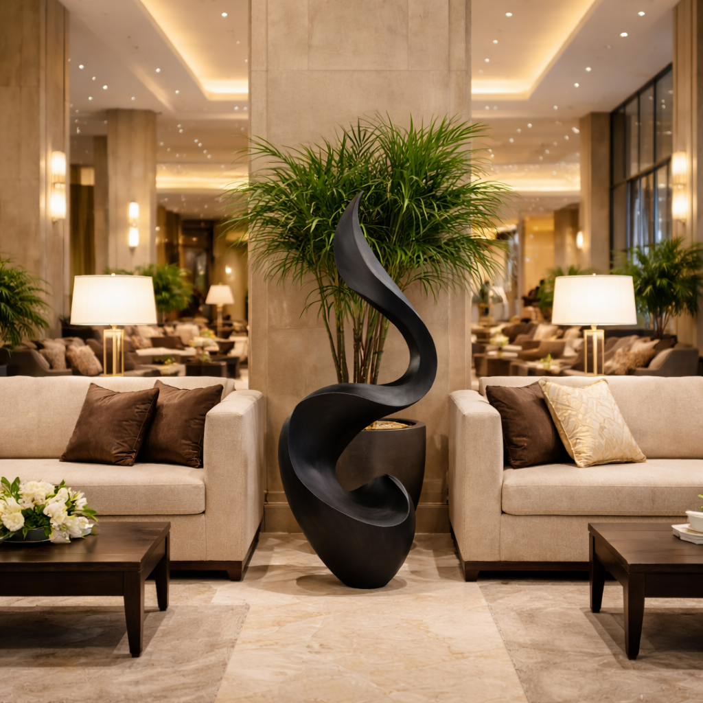 Modern Abstract Solid Wood Floor Sculpture for Luxury Interiors