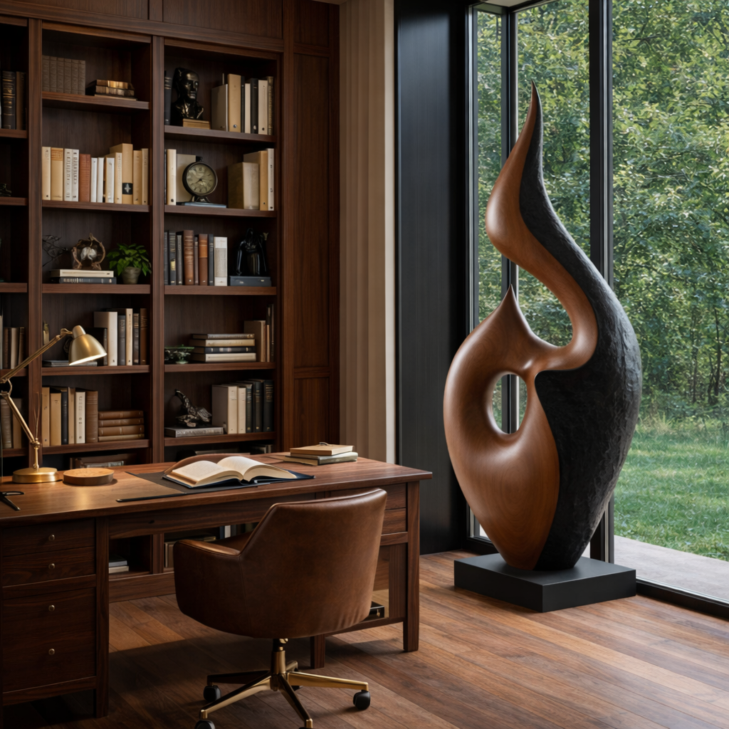 Contemporary Organic Solid Wood Sculpture for Modern Interiors