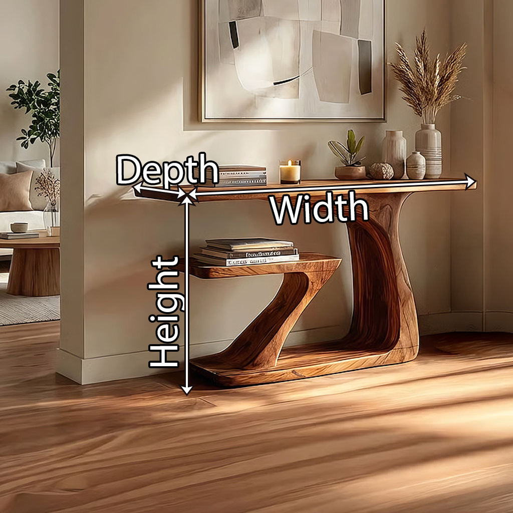 Two-Tier Solid Wood Console Table with Sculpted Z Base
