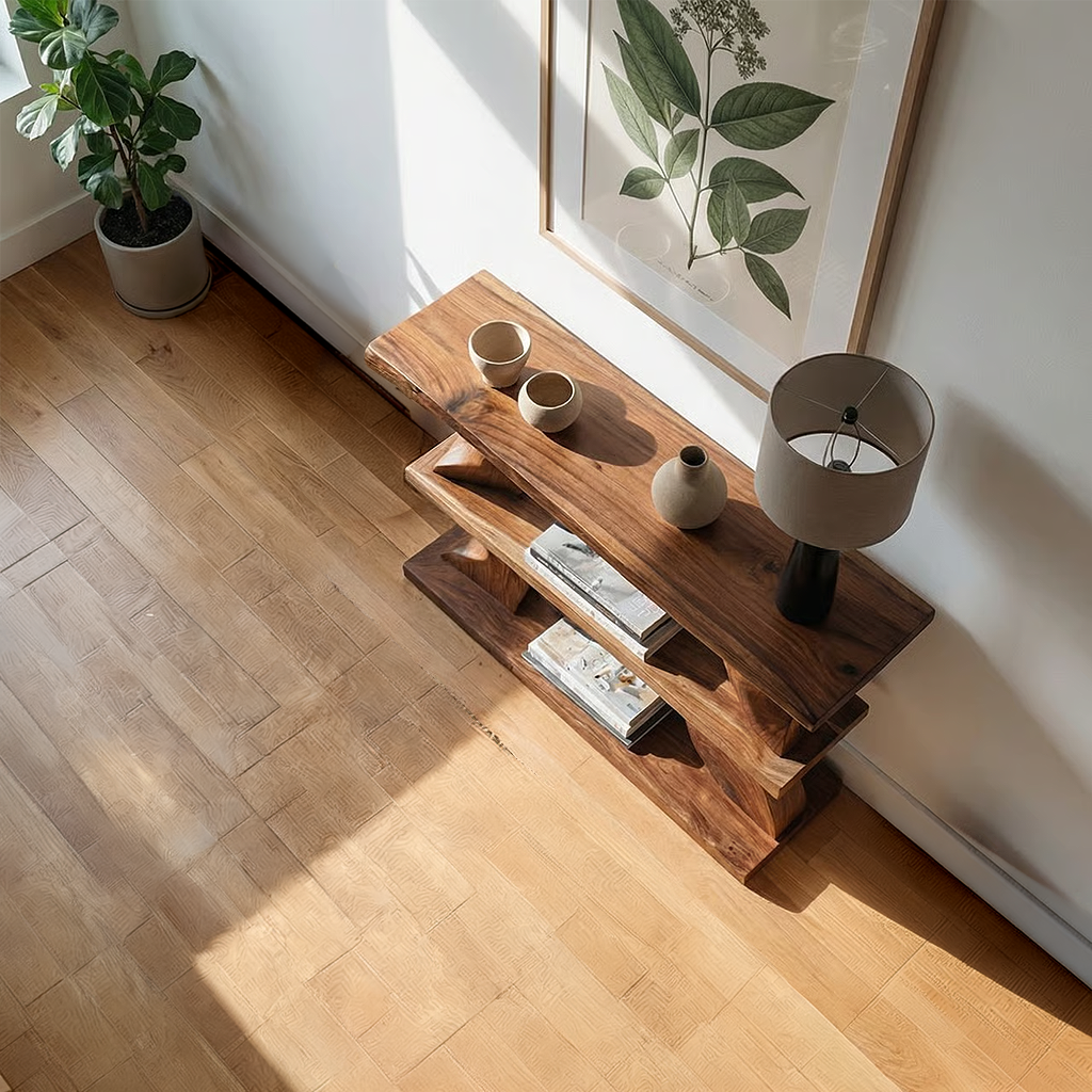 Solid Wood Console Table with Curved Sculptural Legs
