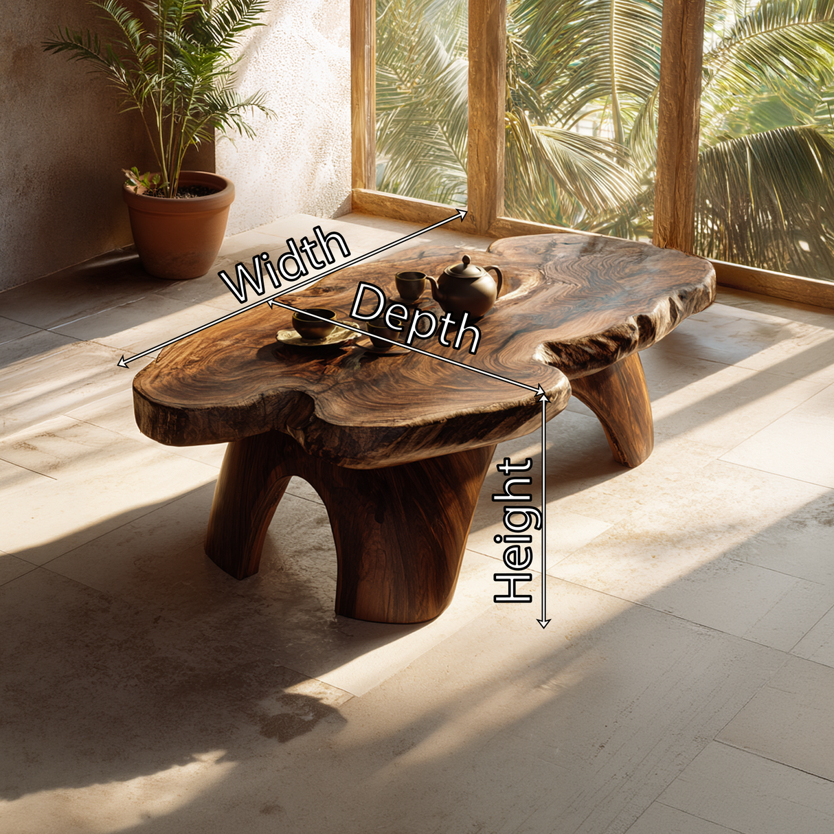 Organic Live Edge Solid Wood Coffee Table Statement