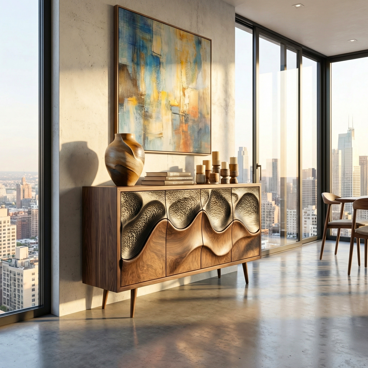 Wave Front Sideboard Cabinet for Modern Interiors