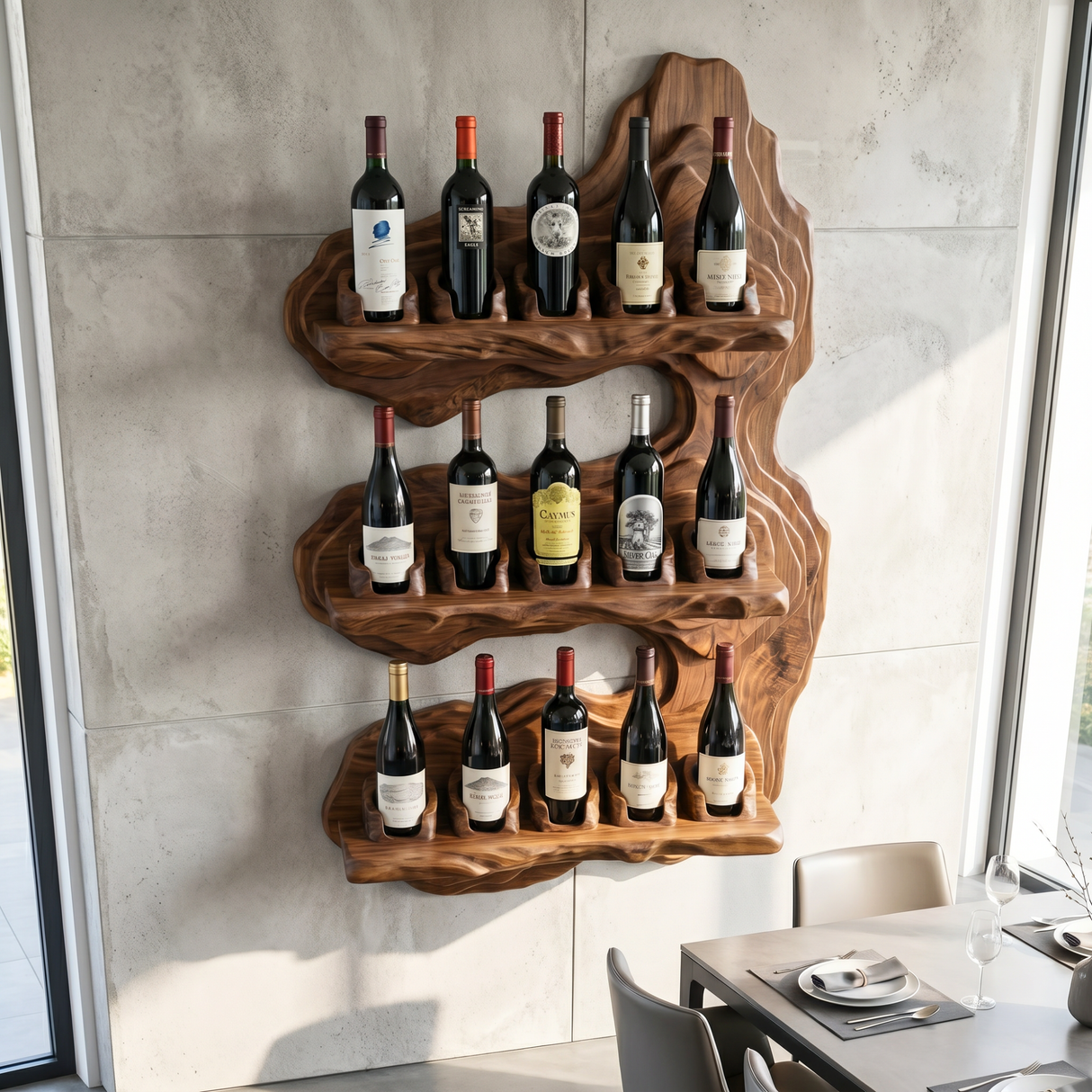 Luxury Solid Wood Wine Rack Wall Display Shelf