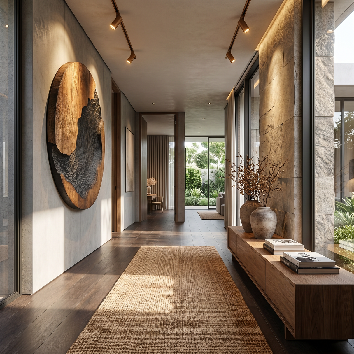 Oval Solid Wood Wall Sculpture with Dark Textured Relief and Natural Grain Contrast