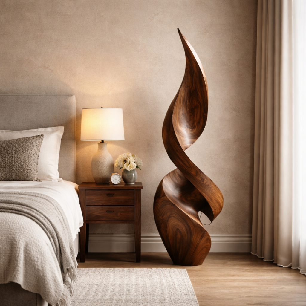 Modern Abstract Solid Wood Sculpture for Elegant Interiors