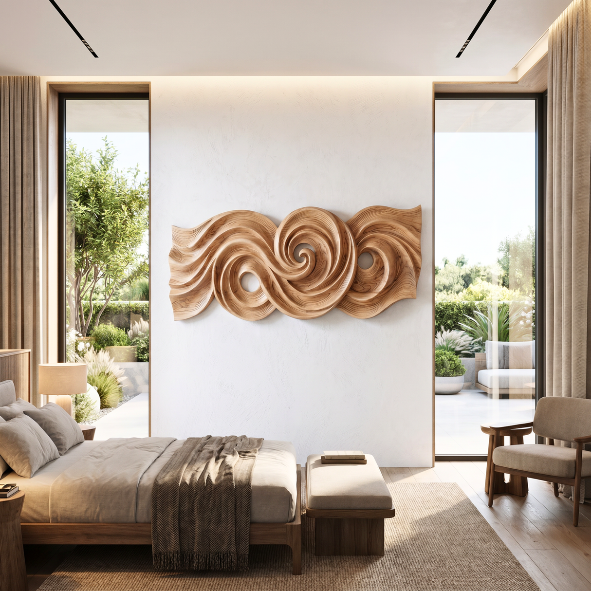 Spiral Tide Wood Wall Sculpture with Organic Flow