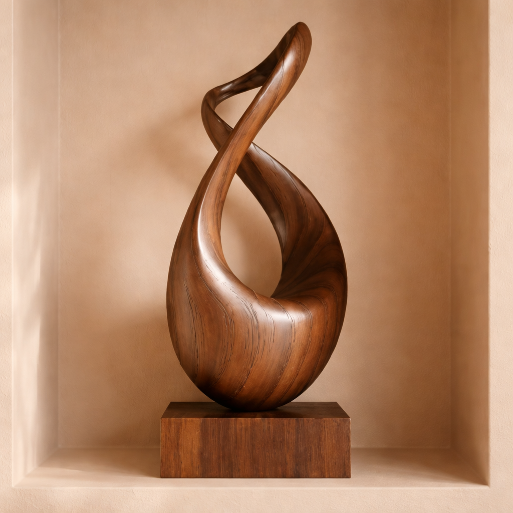 Abstract Infinity Wood Sculpture Modern Organic Handmade Wooden Art Decor