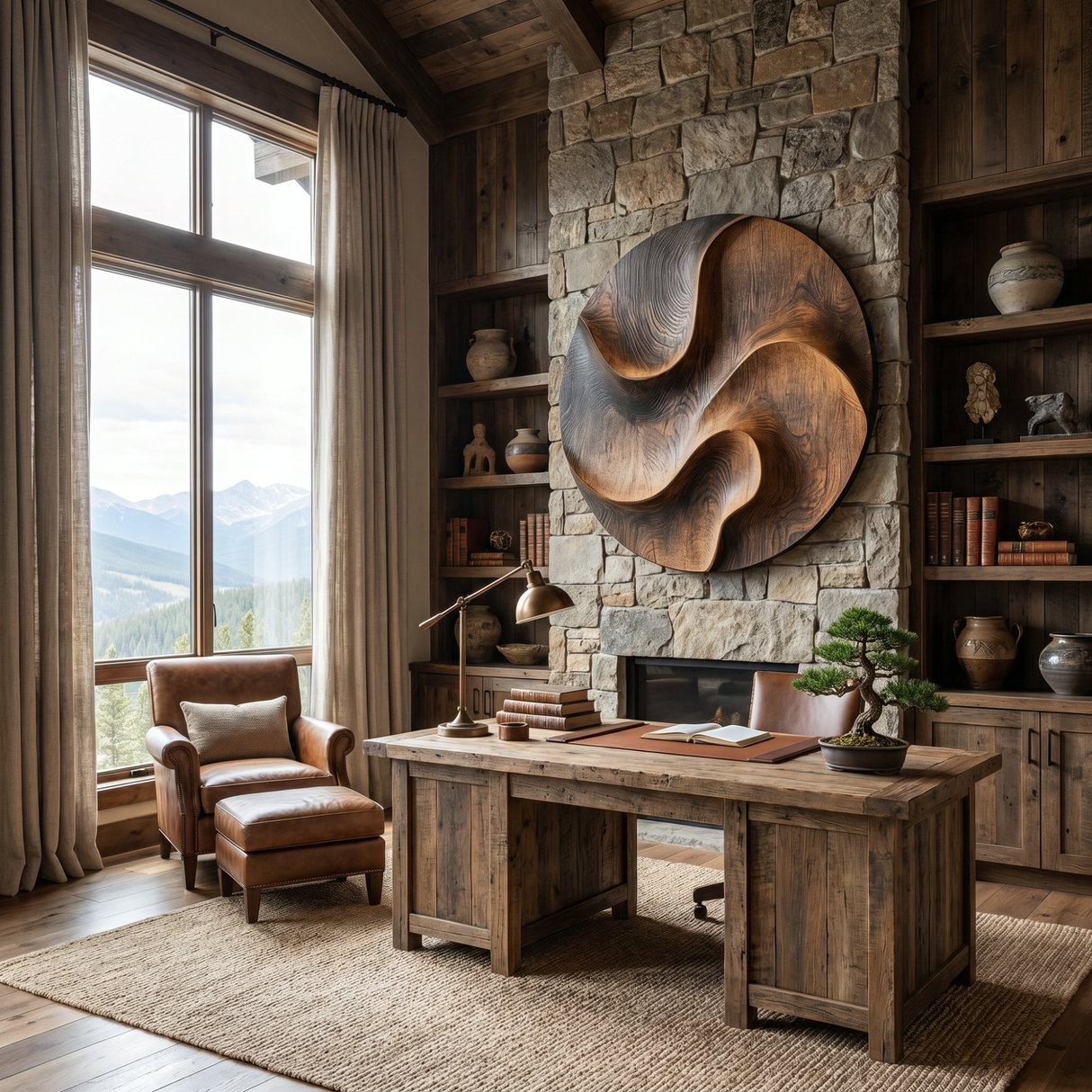 Handcrafted Oval Wood Wall Sculpture with Flowing Carved Relief and Organic Grain Movement