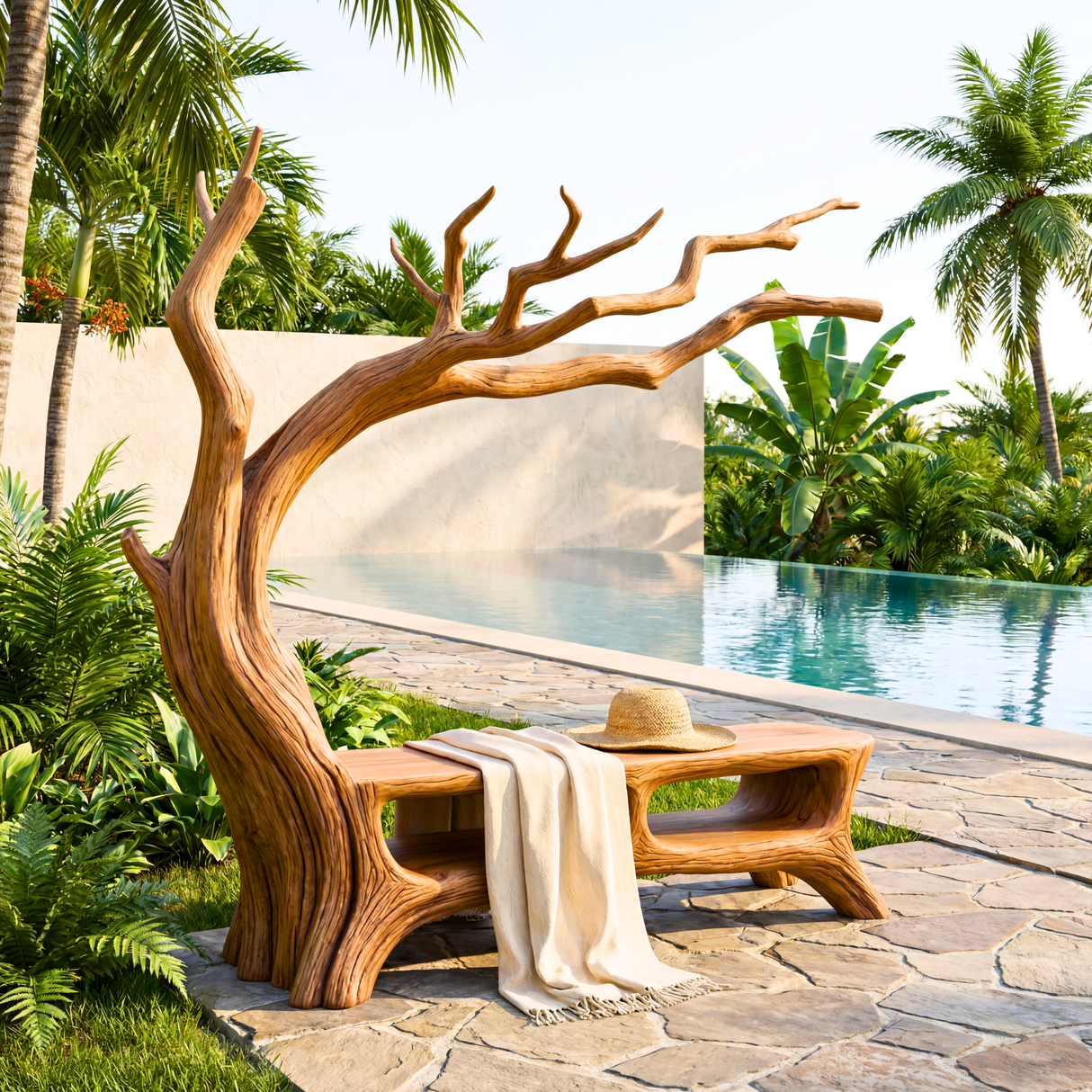 Handmade Sculptural Tree Wooden Bench