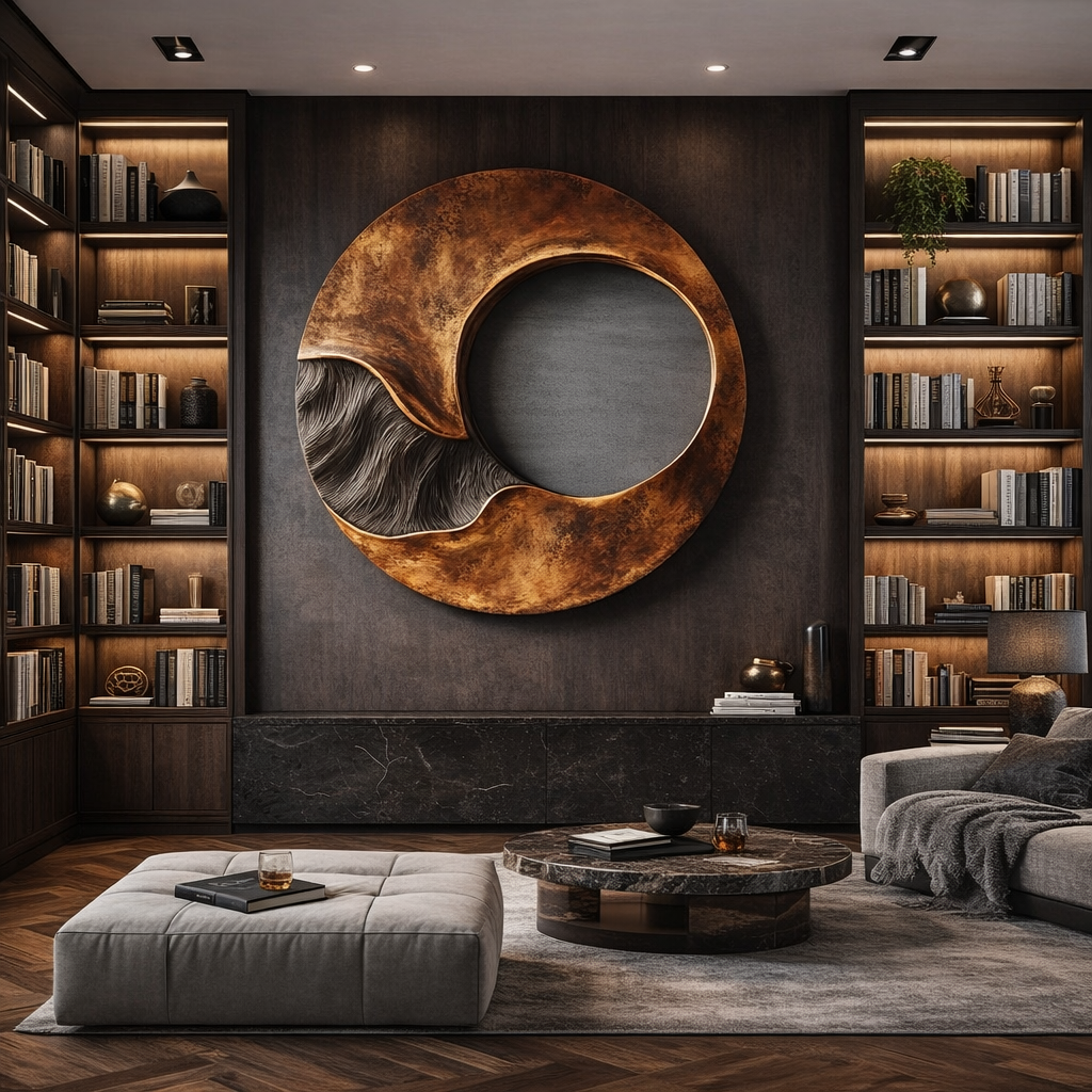 Organic Open Ring Solid Wood Wall Art for Living Room