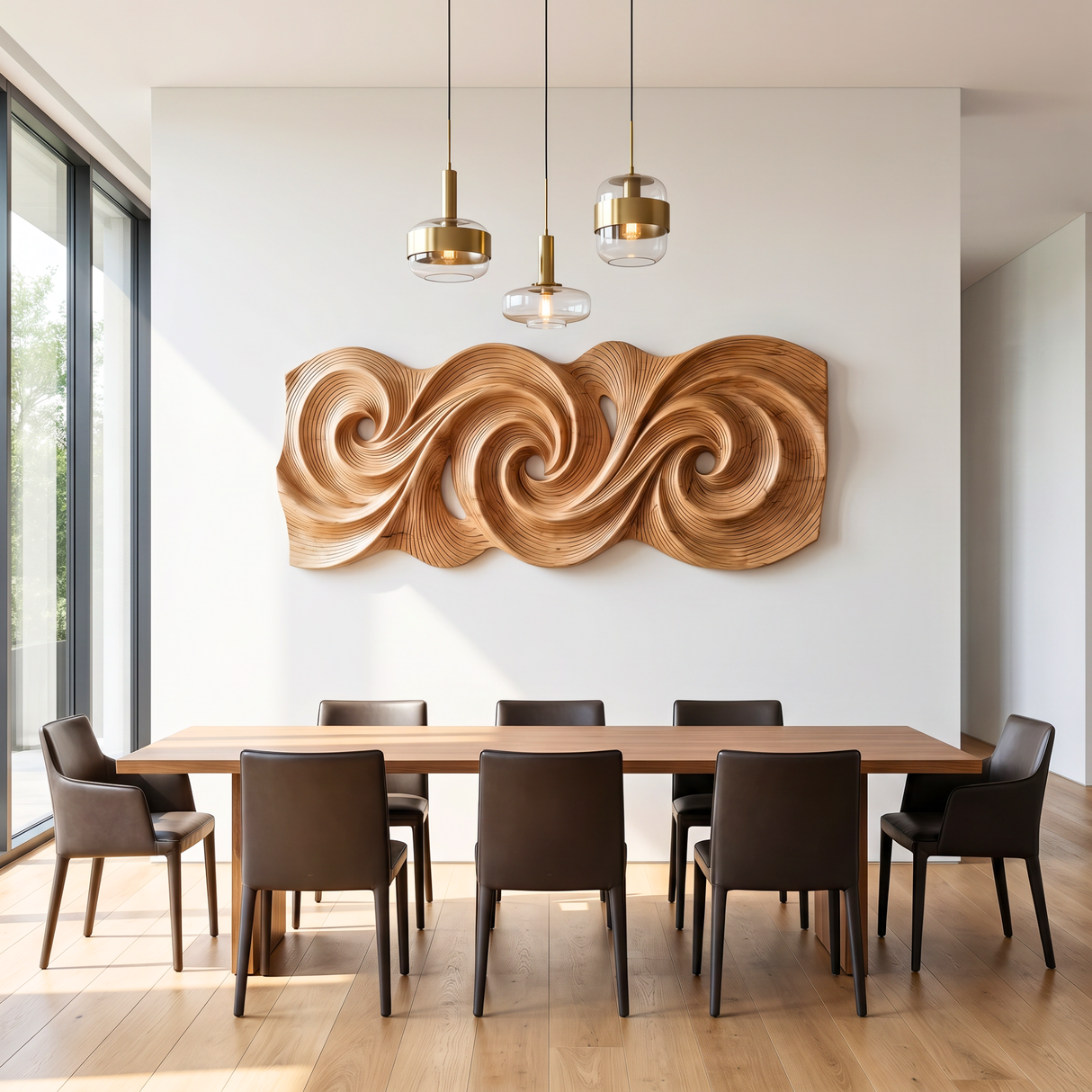Triple Spiral Flow Wood Wall Sculpture