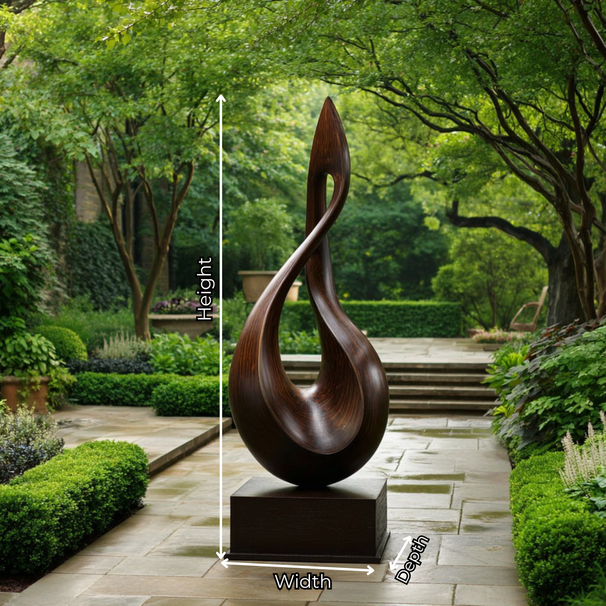 Hand-Carved Solid Wood Sculpture for Garden or Interior Design