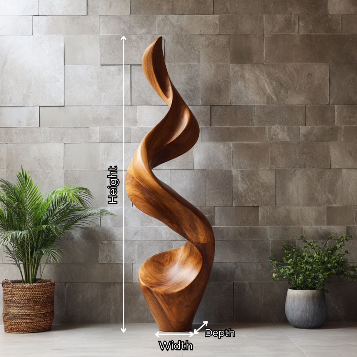 Large Abstract Solid Wood Sculpture for Modern Interior Display