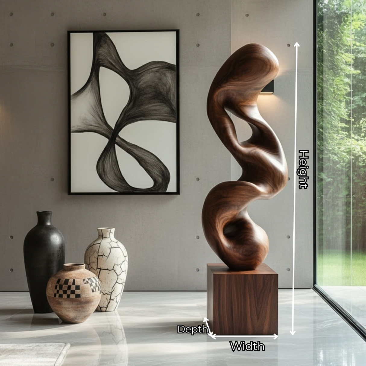 Modern Abstract Solid Wood Sculpture for Living Room Art Display