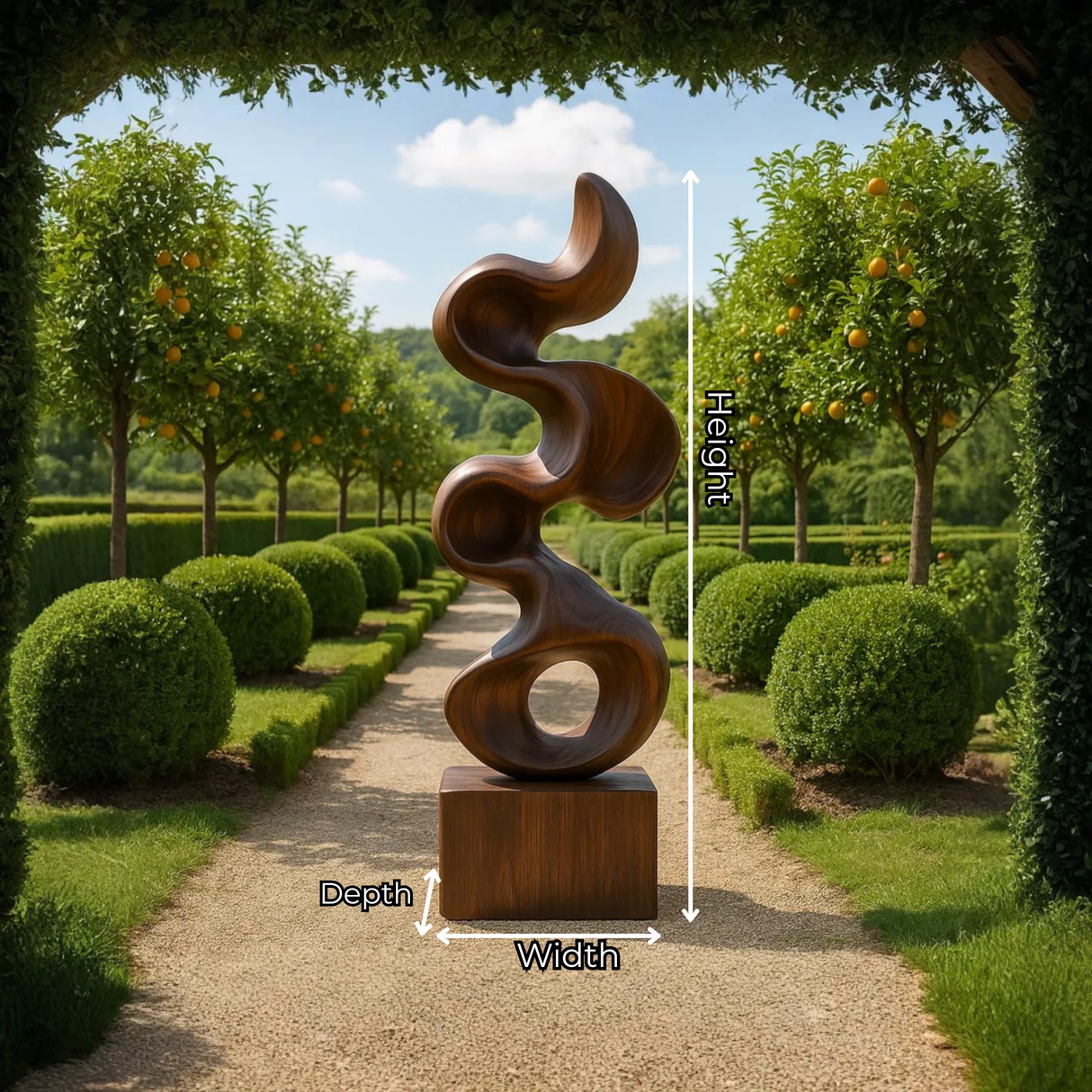 Organic Solid Wood Sculpture with Flowing Abstract Form for Garden Spaces