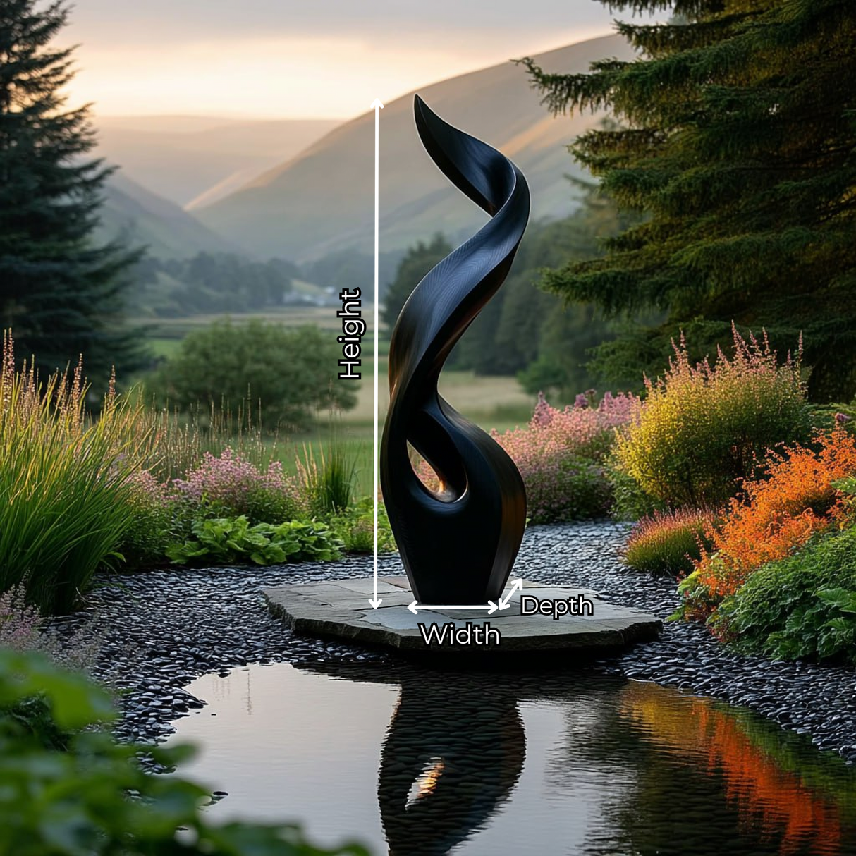 Elegant Flame Solid Wood Sculpture for Modern Garden and Outdoor Landscape