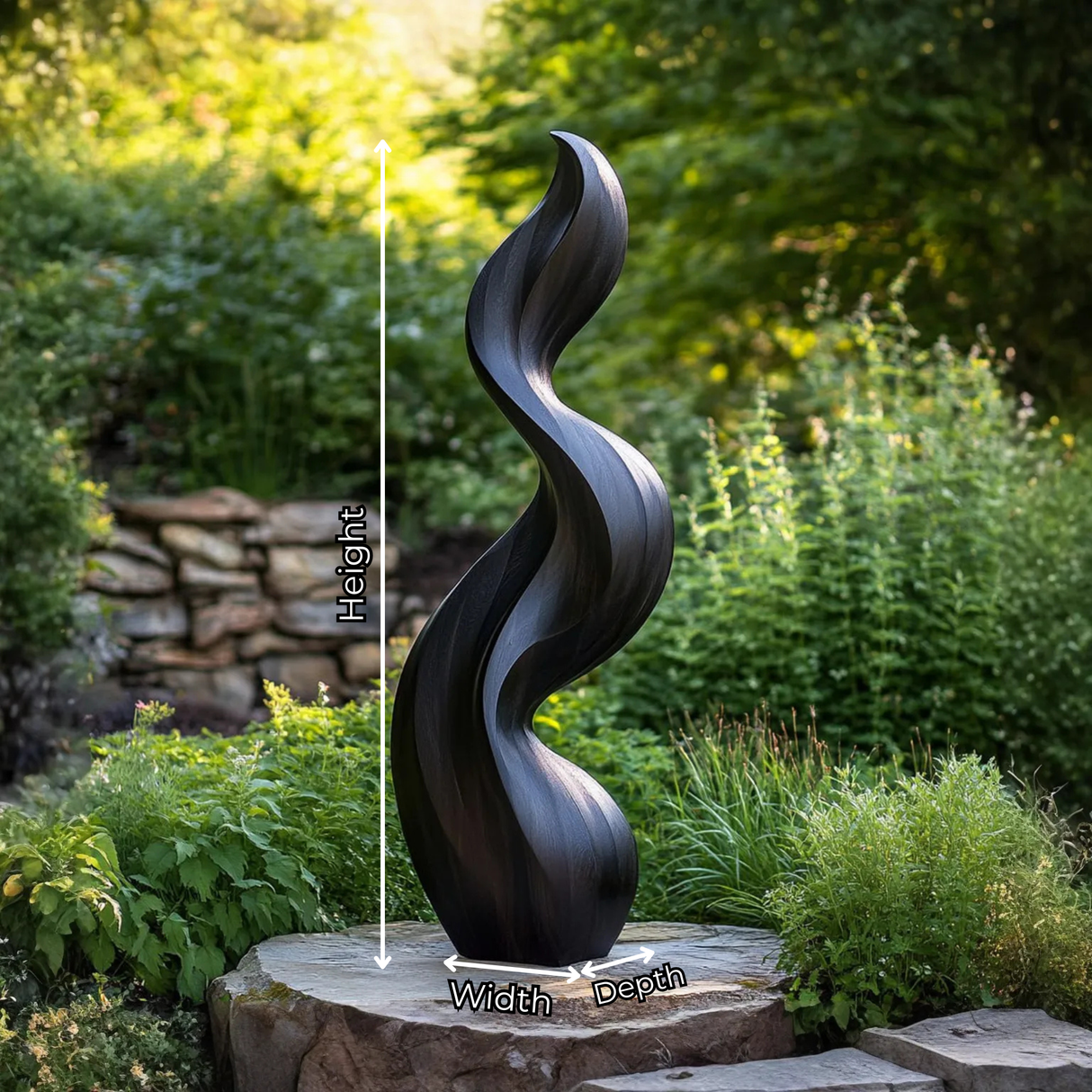 Contemporary Flame Solid Wood Sculpture for Outdoor Garden Spaces