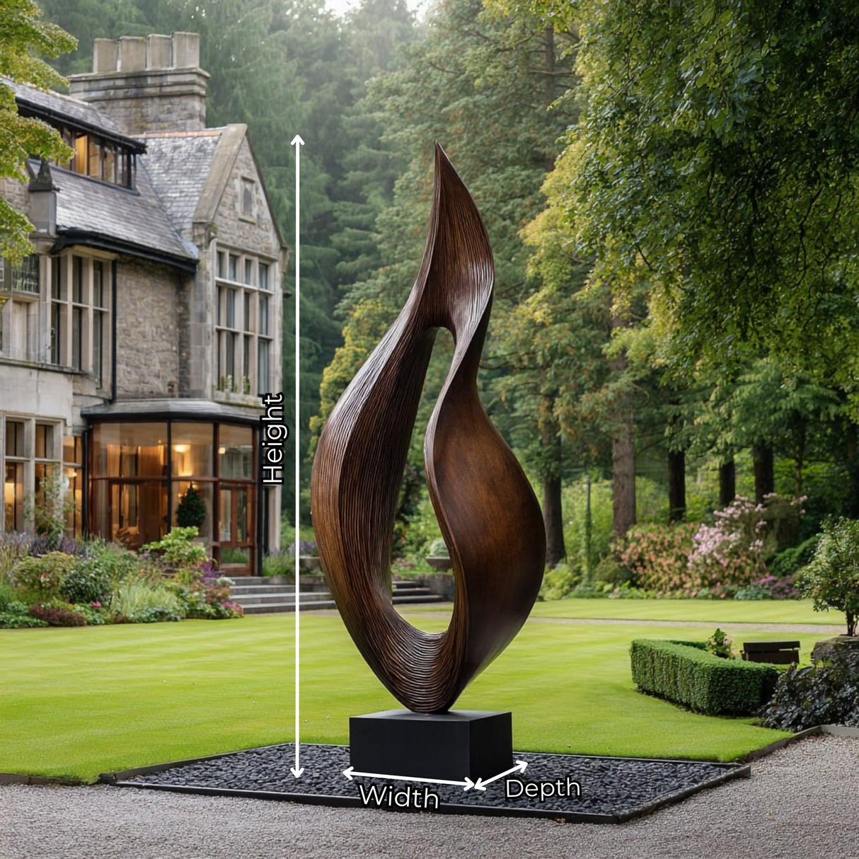 Hand-Carved Solid Wood Flame-Form Sculpture for Luxury Retreat Spaces