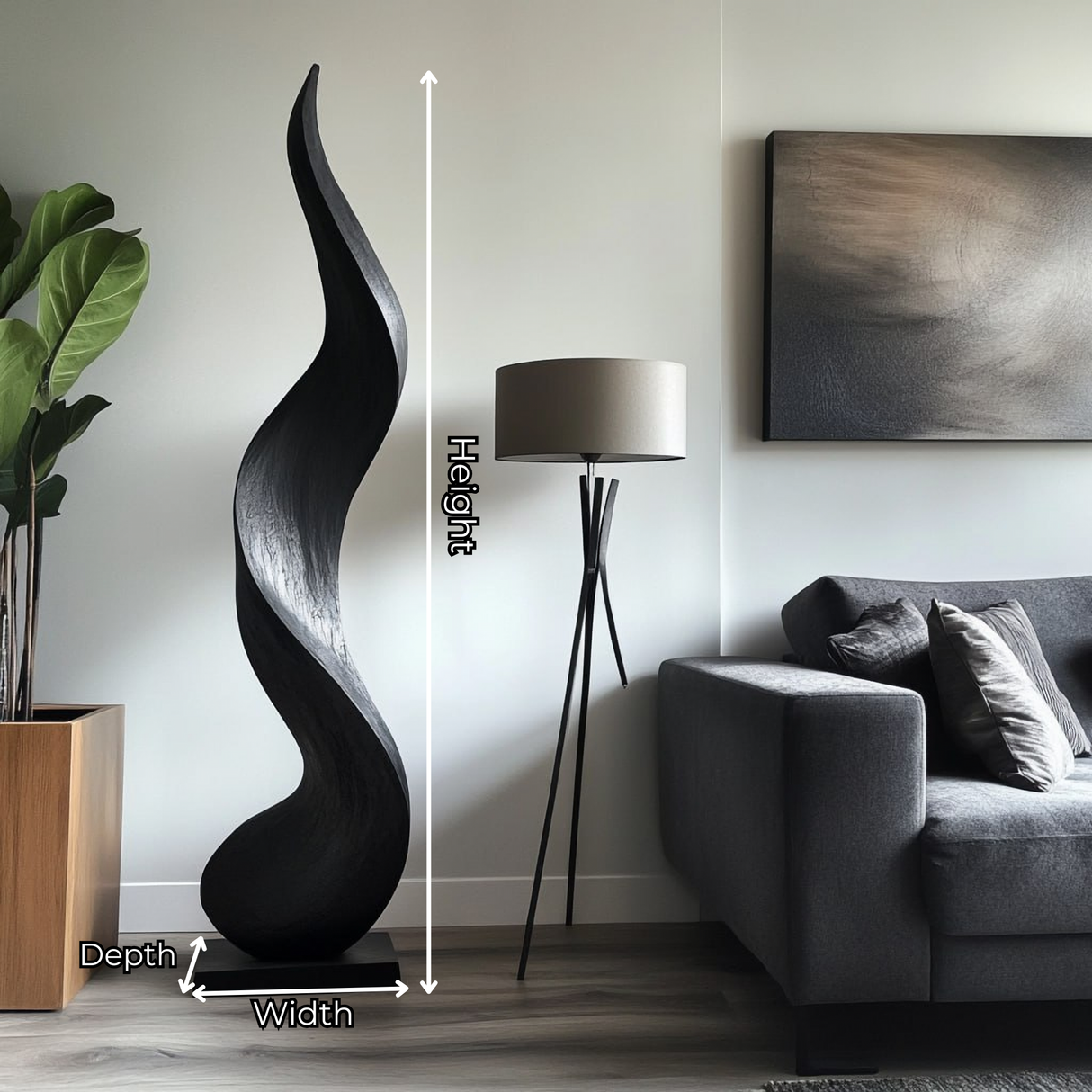 Solid Wood Contemporary Flow Sculpture for Living Room Corners