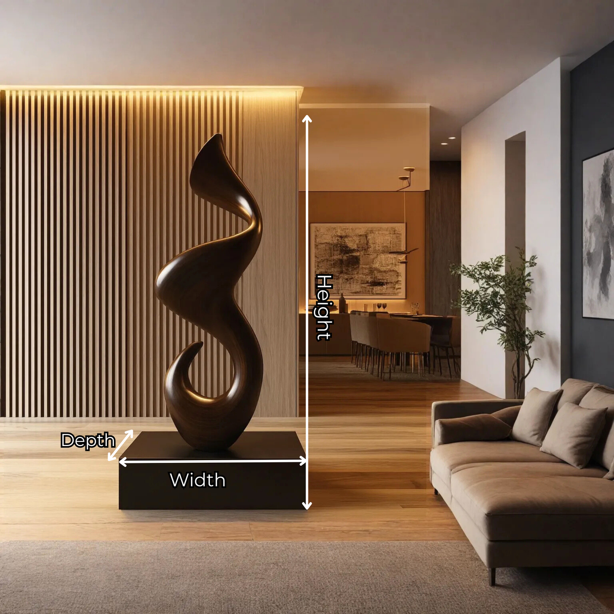 Organic Solid Wood Flow Curve Sculpture for Contemporary Interiors