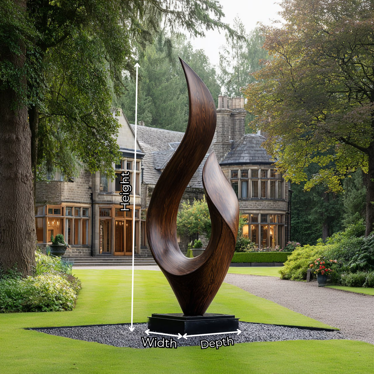 Contemporary Leaf Form Garden Solid Wood Sculpture for Landscape and Outdoor Display