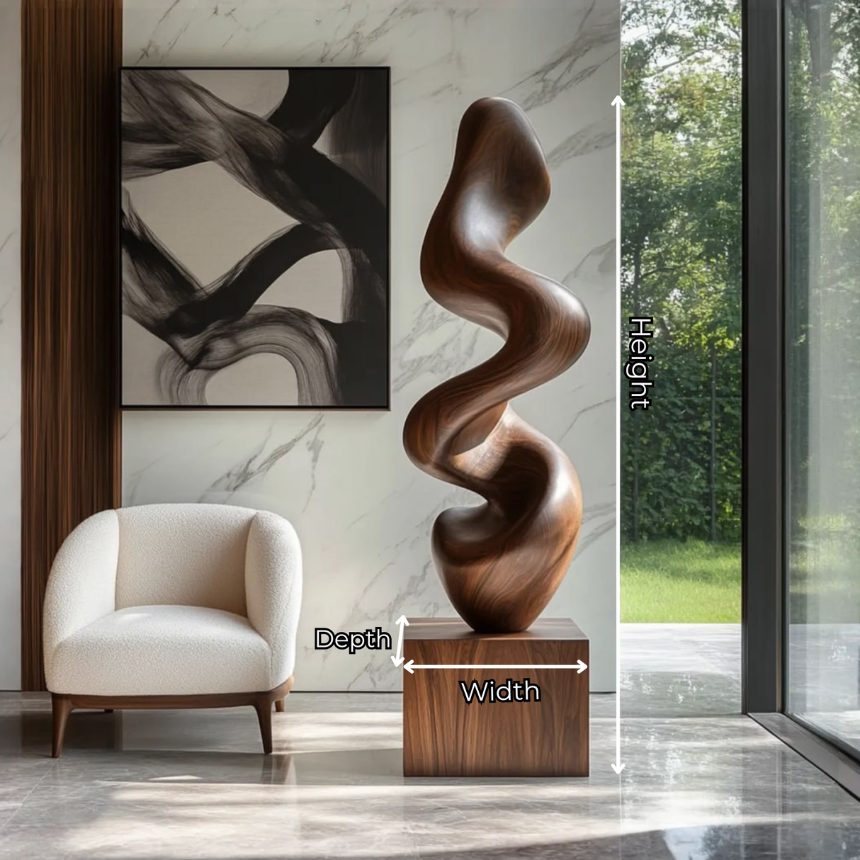 Contemporary Solid Wood Flow Sculpture for Living Room Accent Display