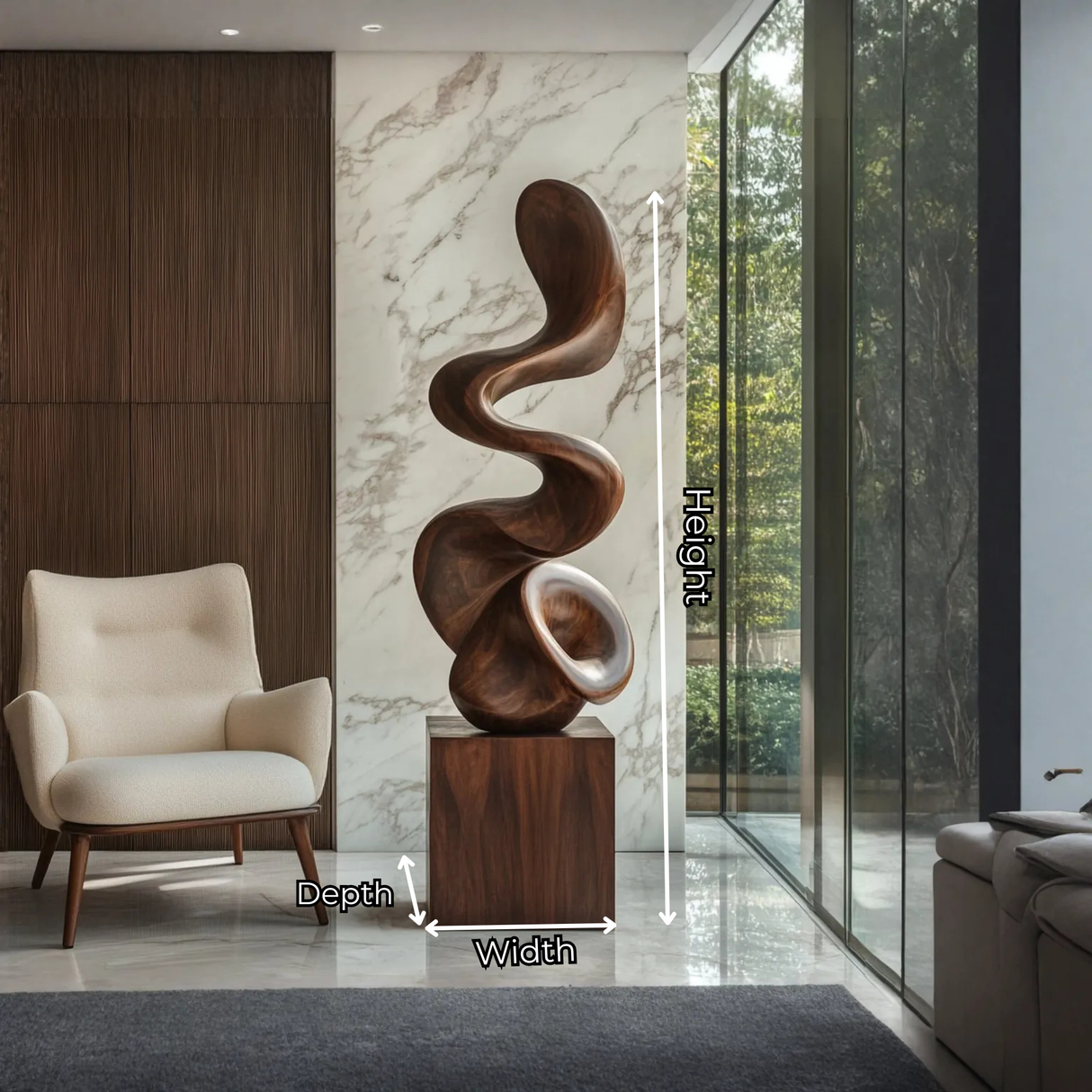 Modern Flowing Solid Wood Sculpture for Living Room Accent Display