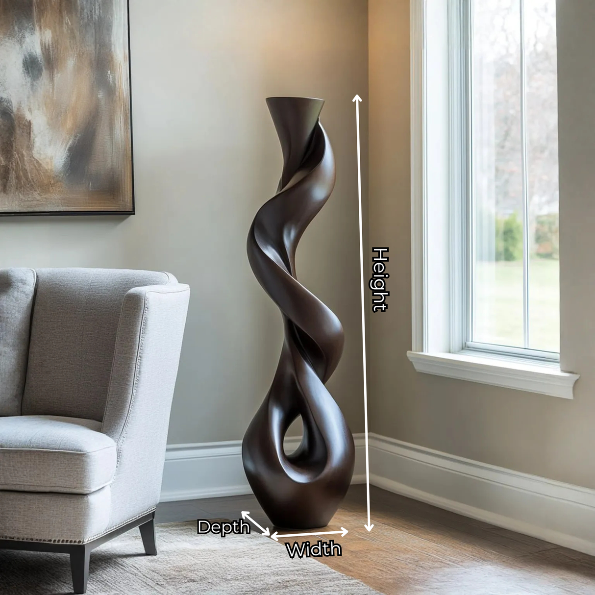 Solid Wood Twisted Form Sculpture for Living Room Display