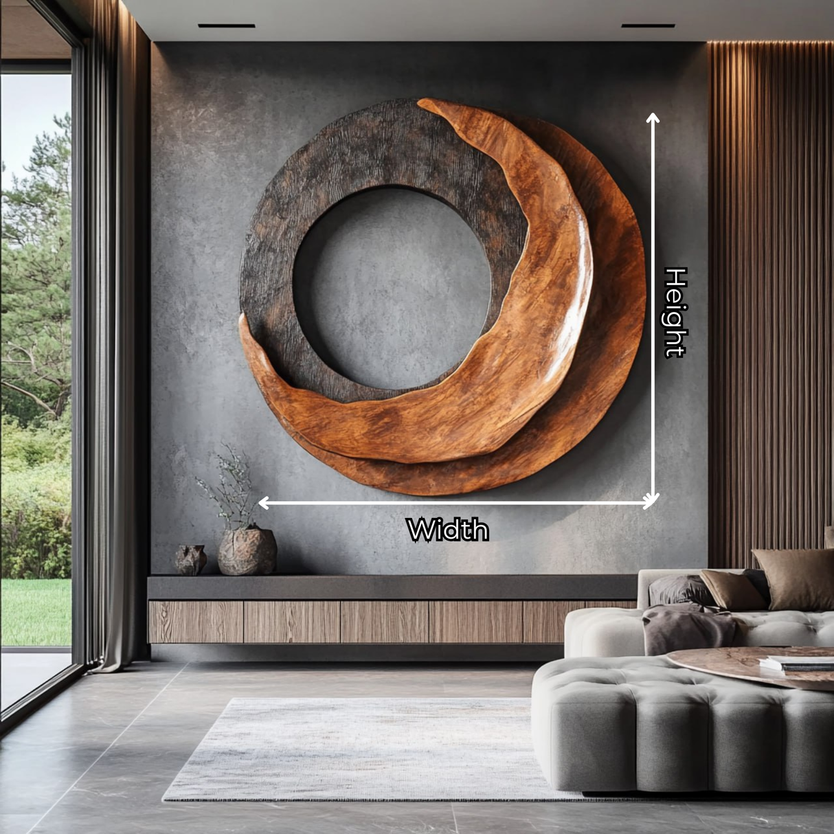Abstract Sculpted Solid Wood Wall Sculpture for Living Room Feature Walls