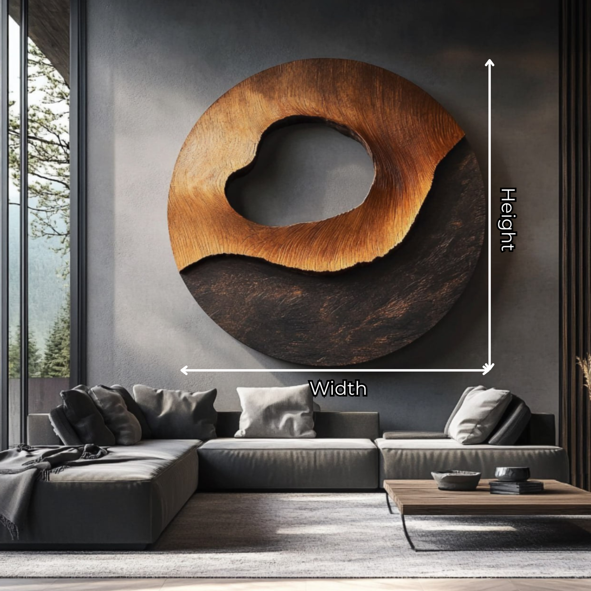 Contemporary Solid Wood Circular Wall Sculpture for Interior Spaces
