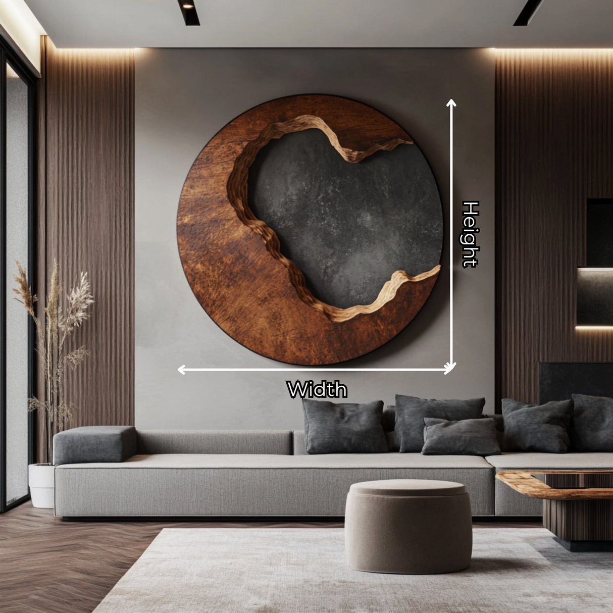 Solid Wood Organic Circle Wall Sculpture for Living Room Interiors