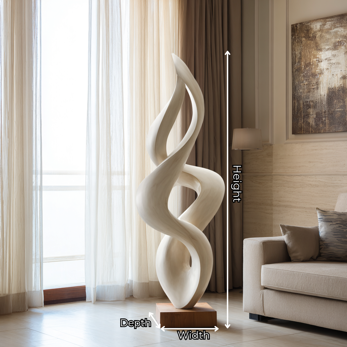 Handcrafted Abstract Twisted Solid Wood Sculpture for Modern Interior Decor