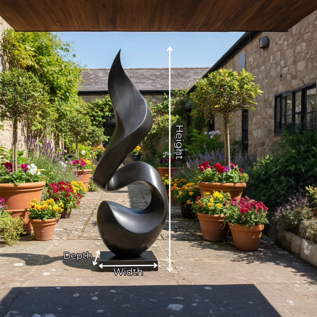 Hand Carved Solid Wood Abstract Sculpture for Garden and Interior Spaces