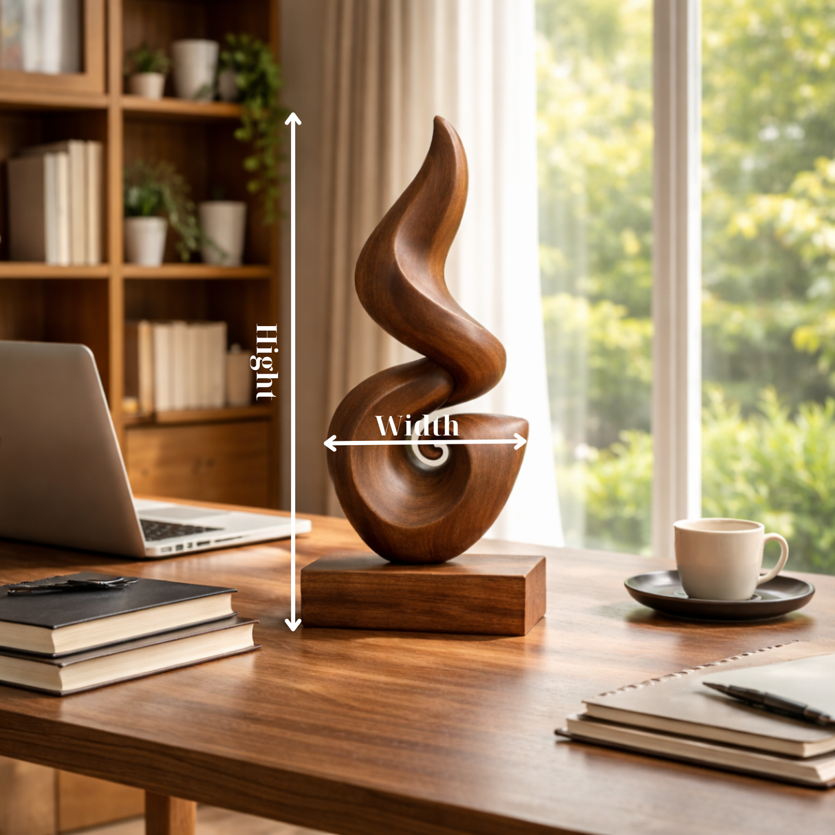 Abstract Spiral Wood Sculpture Modern Tabletop Art Decor